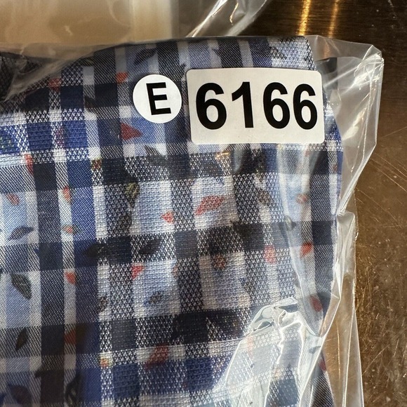 Luchiano Visconti Black Mens Shirt‎ MEDIUM Blue Plaid Geometric Button Up - Picture 15 of 15